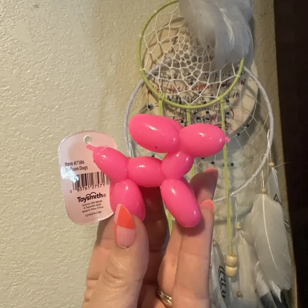Toysmith Balloon Dogs New Viral Squishy Toy. Pink Squishy Balloon Dog